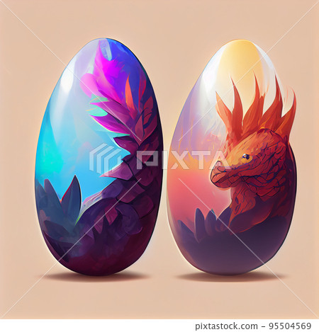Colorful dragon eggs cartoon magical or mythological creature. Colorful dragon eggs cartoon magical or mythological creature. 95504569