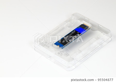 NVME PCIE, M.2 SATA SSD hard drive in PETE package isolated on white background NVME PCIE, M.2 SATA SSD hard drive in PETE package isolated on white background 95504877