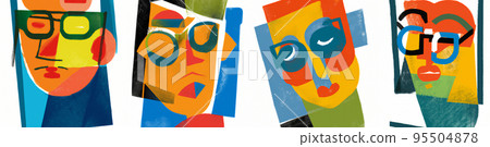 Series of abstract human faces, cubist art style Series of abstract human faces, cubist art style 95504878