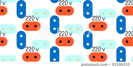 Seamless pattern. High Voltage Sign. 220 volt. Danger symbol. Flat vector stock illustration. 220V. Seamless pattern. Seamless pattern. High Voltage Sign. 220 volt. Danger symbol. Flat vector stock illustration. 220V. Seamless pattern. 95506355