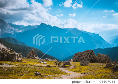 View from Mountains Sella Ronda Dolomites Italy 95507944