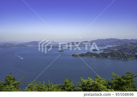 三原：從吹影山眺望的觀景台廣場：廣島縣三原市尾崎島、鷺島、因島 95508696