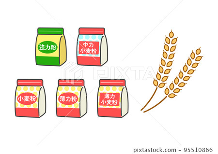 強力麵粉、小麥麵粉、中麵粉和小麥插圖集 強力麵粉、小麥麵粉、中麵粉和小麥插圖集 95510866