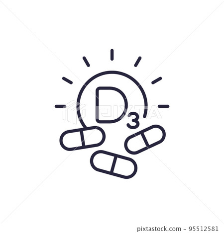 d3 vitamin pills line icon, vector 95512581