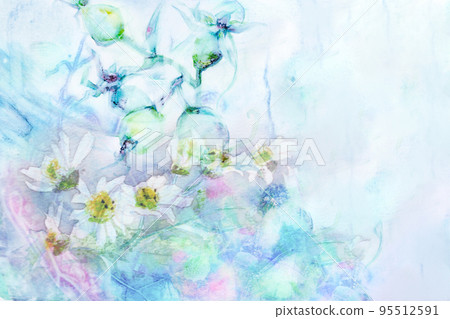 Fantastic flower hand drawn watercolor image background 95512591