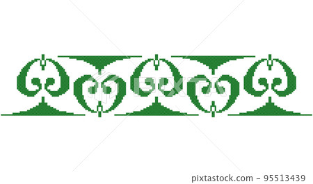 Embroidered good like old handmade cross-stitch ethnic Ukraine pattern. Ukrainian towel ornament, rushnyk called, vector. 95513439
