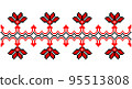 Embroidered good like old handmade cross-stitch ethnic Ukraine pattern. Ukrainian towel ornament, rushnyk called, vector. 95513808