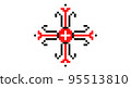 Embroidered good like old handmade cross-stitch ethnic Ukraine pattern. Ukrainian towel ornament, rushnyk called, vector. 95513810