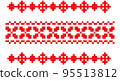 Embroidered good like old handmade cross-stitch ethnic Ukraine pattern. Ukrainian towel ornament, rushnyk called, vector. 95513812