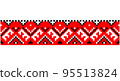 Embroidered good like old handmade cross-stitch ethnic Ukraine pattern. Ukrainian towel ornament, rushnyk called, vector. 95513824