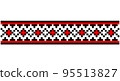 Embroidered good like old handmade cross-stitch ethnic Ukraine pattern. Ukrainian towel ornament, rushnyk called, vector. 95513827