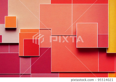 A creative illustration for backgrounds, wallpaper, cards, stationery, paper and digital uses. Highly colored exterior wall geometric box architecture. 95514021
