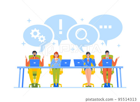 Technical Support Specialist Solve Client Problems Online. Hotline Call Center. Customer Service Staff In Headset Work 95514313