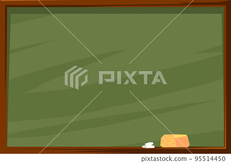 Green Chalkboard With Wooden Frame, Chalk And Sponge. Rubbed Out Dirty Blackboard Background. Empty School Equipment Green Chalkboard With Wooden Frame, Chalk And Sponge. Rubbed Out Dirty Blackboard Background. Empty School Equipment 95514450
