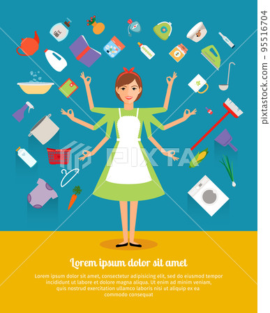 Creative design concepts of housewife activity 95516704