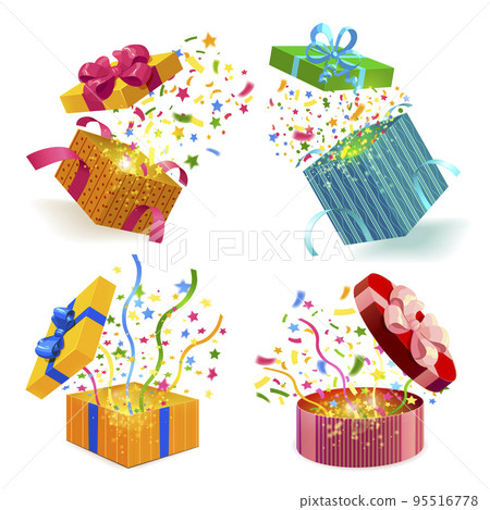 Gift Boxes And Confetti Set 95516778