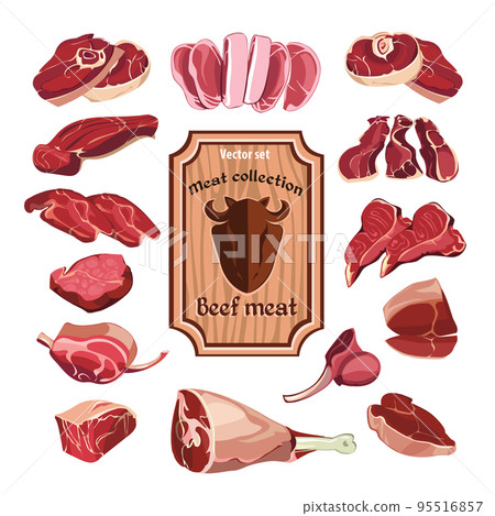 Hand Drawn Meat Elements Set Hand Drawn Meat Elements Set 95516857