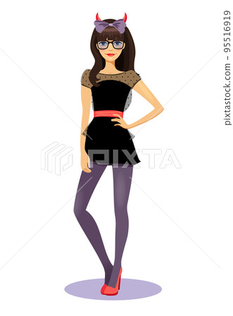 Cute bad girl with horns 95516919