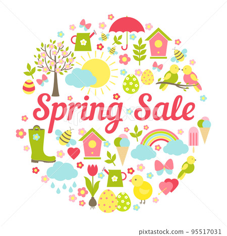Decorative circular Spring Sale Sign 95517031