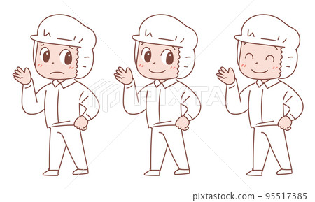 Men in food hygiene white coat facial expression variation set Men in food hygiene white coat facial expression variation set 95517385