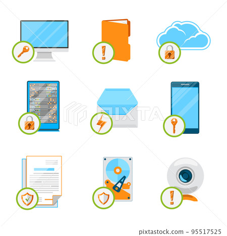 Data protection flat icon set Data protection flat icon set 95517525