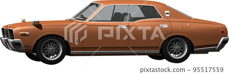 老式日產 330 格洛麗亞汽車圖像，帶有透明背景的摳圖圖像插圖 95517559