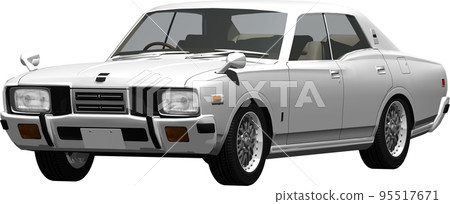 老式日產 330 格洛麗亞汽車圖像，帶有透明背景的摳圖圖像插圖 95517671