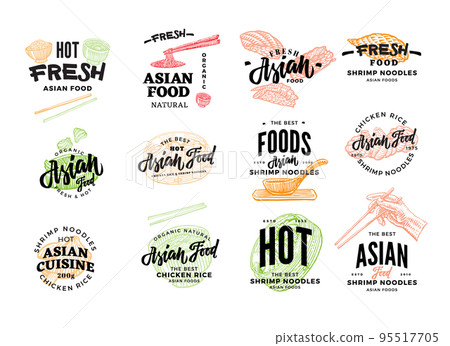 Hand Drawn Asian Food Logotypes Hand Drawn Asian Food Logotypes 95517705