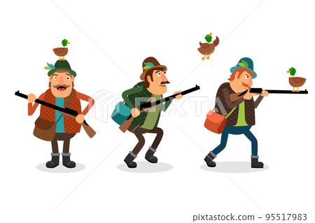 Vector hunter with gun 95517983