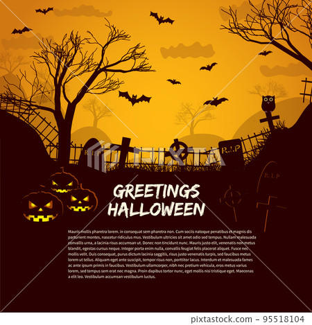 Halloween Poster With Gravestones Halloween Poster With Gravestones 95518104