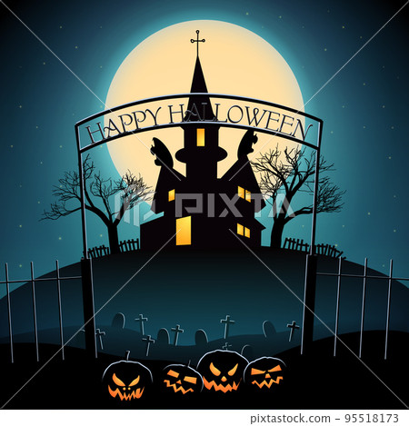 Halloween Composition On Blue Background Halloween Composition On Blue Background 95518173