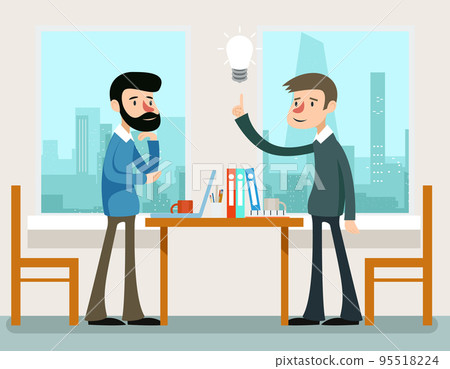 Business idea. Businessmen discussing strategy standing at office desk 95518224