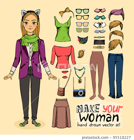 Hipster pretty girl with accessories 95518227