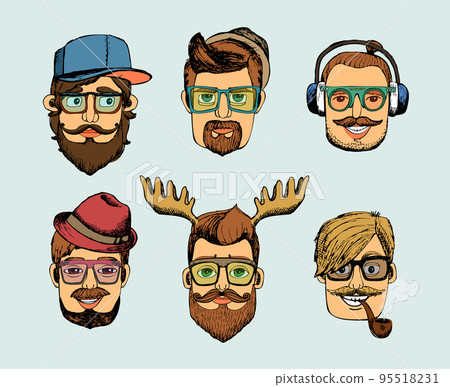 hipster man heads avatars 95518231