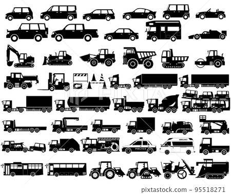 各種汽車黑白剪影（乘用車/工作車） 95518271