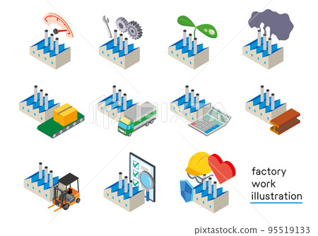 Factory work and activities illustration set 95519133