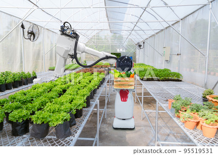 Agricultural robotics industry gardening and planting vegetables 95519531