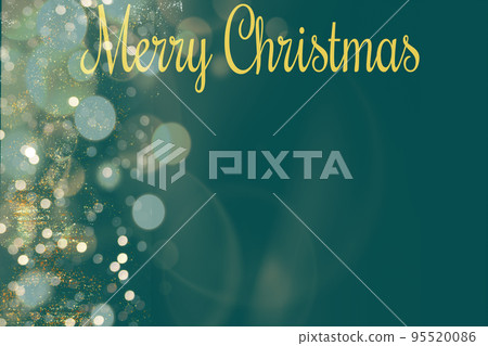 merry christmas greeting card template in deep green color with bokeh lights. copy space. trendy dark green color for holiday design. merry christmas greeting card template in deep green color with bokeh lights. copy space. trendy dark green color for holiday design. 95520086