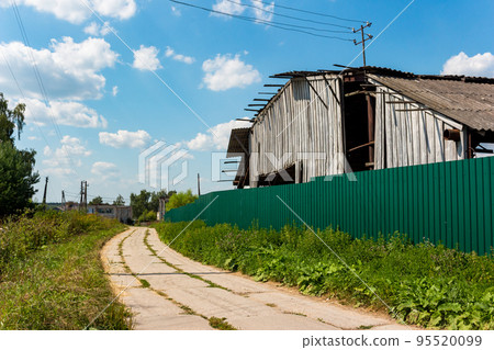 Old grain current of the Soviet period in the village of Sovkhoz Pobeda, Kaluzhiy region, Russia 95520099