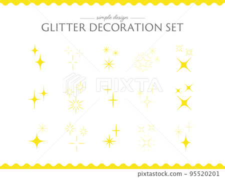 Glitter star decoration parts icon set Glitter star decoration parts icon set 95520201