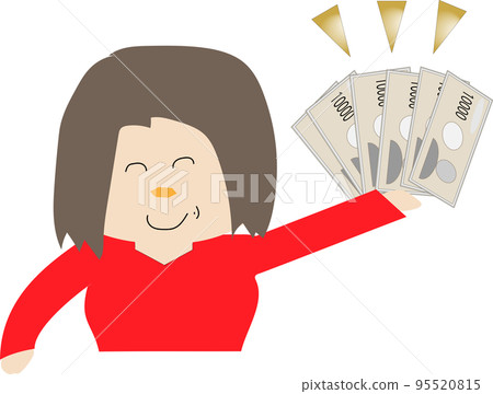 拿著賬單的女人的插圖 拿著賬單的女人的插圖 95520815