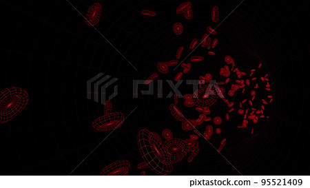 CG illustration of blood with red blood cells and blood vessels inside 2 CG illustration of blood with red blood cells and blood vessels inside 2 95521409