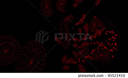 CG illustration of blood with red blood cells and blood vessels inside 3 CG illustration of blood with red blood cells and blood vessels inside 3 95521410