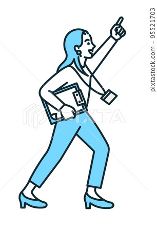 每天為實現目標而奮鬥的女性的插圖素材。一個努力工作的職業女性。 95521703