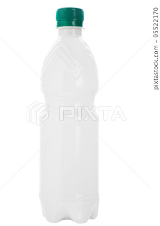 Small white plastic bottle for dairy products milk, drink yogurt, cream Small white plastic bottle for dairy products milk, drink yogurt, cream 95522170