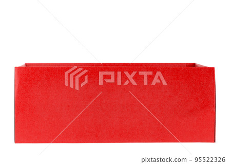 Open red cardboard box ready for shipping isolated on white background. 95522326
