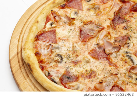 Fresh homemade Italian pizza, fast food cheese, tomato sauce, tomato and other ingredients  95522468