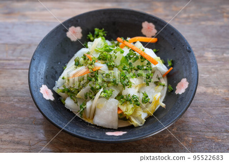 用紫蘇子和鮮味調味料醃製的蔬菜 用紫蘇子和鮮味調味料醃製的蔬菜 95522683