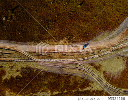 aerial view of off road attraction road to the top of carpathian mountains aerial view of off road attraction road to the top of carpathian mountains 95524266