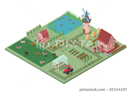 Isometric Agricultural Farming Concept Isometric Agricultural Farming Concept 95524297